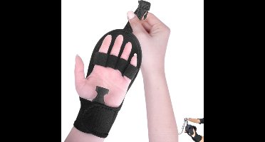 Rollerhandschoenen - Ondersteunende trainingshandschoenen - Vingerspalk - Revalidatiehandschoenen voor de vingers - Geschikt voor ondersteunde training - Oefeningen voor gripkracht met één hand - Zwart - 24*21 cm - Eén maat past iedereen