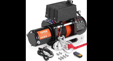 VEVOR Elektrische Lier, 6000 Lb, 12v Dc Trucklier met φ1/4 Inch X 55 Ft Synthetisch Touw, Aluminium Kabelgeleider, Draadloze en Bedrade Afstandsbediening, IP55 Waterdicht voor Het Slepen Van Offroad SUV's, Trucks, Jeeps, Trailers en Boten