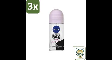 3 x Nivea - Deodorant - Roller - Invisible for Black & White Clear - 50 ml - Grootverpakking - Nivea Deodorant Roller - Anti-Transpirant - 48 Uur Bescherming - Witte Strepen Voorkomen - Gele Vlekken Voorkomen