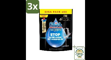 3 x Finish - Powerball - Vaatwasmiddel - Ultieme Alles In 1 - Glansspoelmiddel - 80 Wasbeurten - Grootverpakking - Vaatwasmiddel - Vaatwasmiddel Capsula - Vaatwasmiddel Glans - Vaatwasmiddel Reiniging - Vaatwasmiddel Zonder Voorspoelen