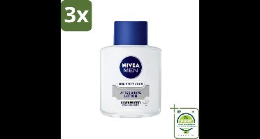 3 x Nivea Men - Skin Protection After Shave Lotion - Silver Protect - 100 ml - Grootverpakking - Na Het Scheren - Aftershave - Huidverzorging - Aloë Vera - Pro-vitamine B5