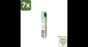7 x Oral-B - Tandenborstel - Bamboe - Houtskool - 1 Tandenborstel - Grootverpakking - Tandenborstel Houtskool - Houtskool Borsten - Duurzame Tandenborstel - Vegan Tandenborstel - Tandenborstel Bamboe
