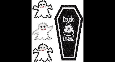 Stickers met strasstenen - spoken en kist - 14x17 cm