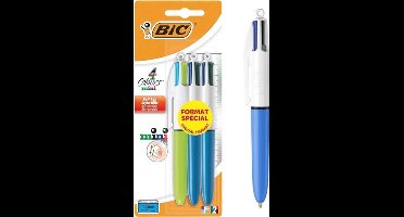 BIC 4 colours mini ballpoint pen, retractable middle tip (1 mm) – classic and fantastic colours assorted – pack of 3 blisters