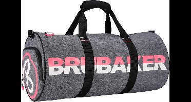BRUBAKER Unisex Duffel Bag Sports Bag 27 L - Water-Repellent - Shoe Compartment + Wet Compartment + Removable Shoulder Strap - 54 cm x 25 cm Diameter - Anthracite Grey Melange/Pink