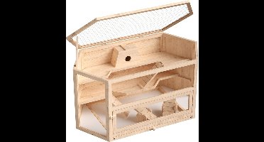 RVV® Hamsterkooi - Knaagdierkooi - Kooi - Inklapbare Deksel - natuur ‎116cm x 60cm x 59cm