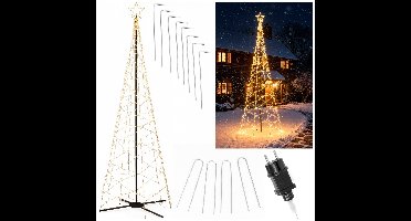 Springos Galaxy LED Kerstboom - Vlaggenmast Verlichting - Inclusief Mast - 3 Meter - Warm wit - 640 LED - Ø 96cm