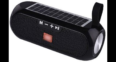 Luidspreker - Draadloze luidspreker op zonne-energie - 19×7×7 cm - Oplaadbaar via USB - Compatibel met smartphones, tablets, pc's, tv's, FM-radio's en TF-kaarten - Geschikt voor thuis, feestjes, kamperen en reizen - Zwart