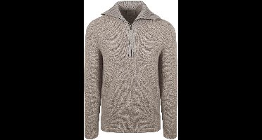 Suitable Deep Zip Pullover Boiled Wool Taupe - Maat XL - Heren - Schipperstrui - Schipperstrui met rits - Volwassen mannen