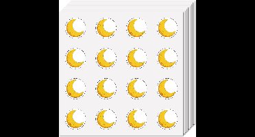 128 stuks ronde maanstickers | zelfklevend & waterdicht | voor planners, laptops en meer | 2,5 x 2,5 cm