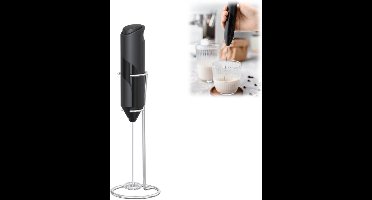 1stuk - Handmixer - Werkt op batterijen - Voor het kloppen van slagroom en beslag - Inclusief standaard - Geschikt voor gebruik in de keuken en bij koffie - Koffieaccessoires - Keukenaccessoires - Zwart
