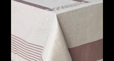 Damast Tafelkleed De Witte Lietaer, Lineair Taupe/ Bruin, 200x200cm