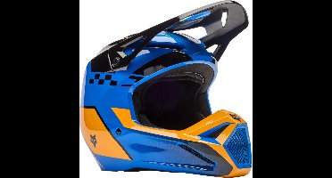 FOX V1 Collect Blauw Oranje Crosshelm - Maat S - Helm