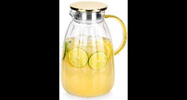 Karaf Glas met Deksel 2,2 l - Kan - Waterkaraf voor Fruitwater - Waterkan - Drinkkan