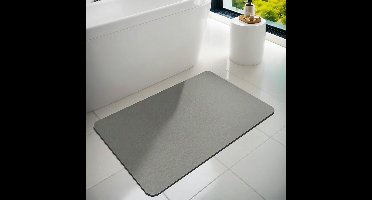 Badmat - 40 x 60 cm (Rechthoekig) - Rubber - Antislip - Dunne - Absorberend - Snel Drogende - vlekbestendig - Kleur : lichtgrijs