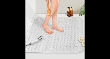 Douchemat - 80 x 80 cm (Vierkant) - Polyvinylchloride (PVC) - Antislip - extra grote - Kleur : Wit