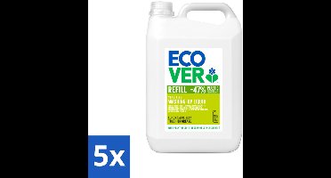 5 x Ecover - Afwasmiddel - Citroen & Aloë Vera - 5 liter - Ecover Afwasmiddel - Plantaardig Afwasmiddel - Afwasmiddel Citroen Aloë Vera - Duurzaam Afwassen - Zero Waste Afwasmiddel