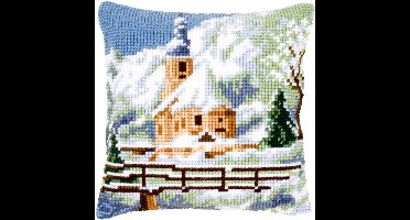 Vervaco - Kruissteekkussen kit - Kerk in de sneeuw - PN-0021806 - Borduren - Borduurpakket - Borduurpakket volwassenen - Borduurpakket kind