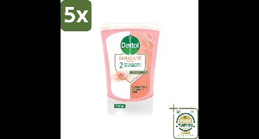 5 x Dettol - Wasgel Navulling - Skincare - Rozenwater & Sheaboter - 250 ml - Grootverpakking - Handen Wassen - Antibacterieel - Hygiëne - Handzeep - Wasgel
