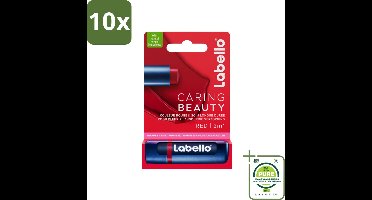 10 x Labello –Lippenbalsem – Caring Beauty Red – 5,5 ml - Grootverpakking - Lippenbalsem - Verzorging - Kleur - Hydratatie - Intensieve Kleur