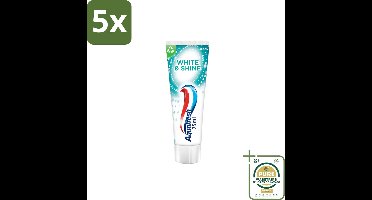 5 x Aquafresh White & Shine - Whitening Tandpasta - 75 ml - Grootverpakking - Witte Tanden - Tanden Reinigen - Tanden Glans - Tanden Verlichten - Tanden Beschermen