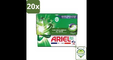 20 x Ariel - 3in1 Wasmiddel Pods - Original - 15 Pods - Grootverpakking - Ariel Wasmiddel - Waspoeder - Wascapsules - Vlekkenverwijderaar - Wasmiddel Pods