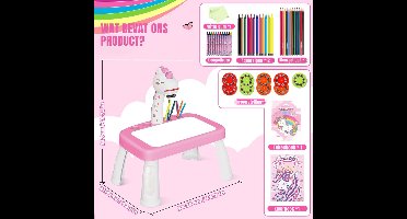 RVV® Tekenprojector - Kinder Tekenprojector - Tekenprojector Kinderen - met Tafeltje - Roze- 10cm x 39cm x 33cm