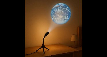 Projectielamp Aarde & Maan – Sfeerverlichting – 360° Verstelbare Houder – USB Voeding – Aluminium & ABS – Dubbele Projectie – Voor Slaapkamer, Woonkamer, Kinderkamer – Cadeau voor Ruimte- en Astronomieliefhebbers