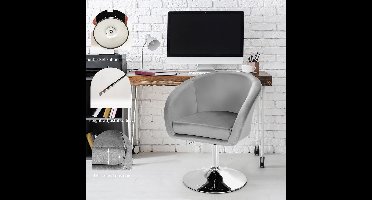 Barstoel met rugleuning & armleuningen – Novihome Luxe Velvet Barstoel, 360° Draaibaar en Hoogte Verstelbaar, Comfortabele Samt Zitting, Stabiel Metaal Frame, Scandinavisch Design, 72-86 cm, Grijs