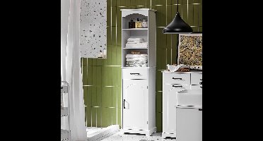 Badkamerkast – Badmeubel – Opbergkast – Wastafelkast – Badkamermeubel – Hoog Model – Verstelbare Planken & Grote Lade – Vochtbestendig MDF – 42x30x173 cm