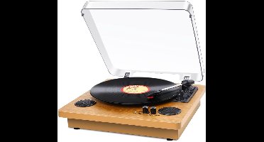 Platenspeler Bluetooth - CD Speler met Speakers - Vintage - Houtskool