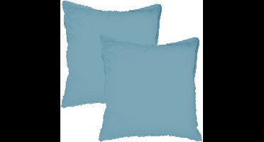 Matt & Rose Set Kussenslopen IJsblauw - 65 x 65 cm - Gewassen Katoen