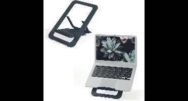 Famanu – Aluminium Ultraplatte Verstelbare Laptopstandaard - 5 Vooringestelde Hoogte- & Hoekcombinaties - Voor 10'' - 17'' Laptops/Tablets,& Draagbaar - Ergo - Donkergrijs - 63460089