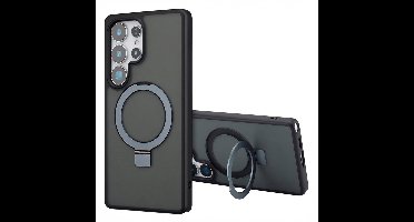 Accezz Hoesje - Geschikt voor Samsung Galaxy S25 Ultra - Ring Stand Backcover met Magnetische Ring - Zwart