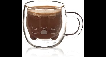 Orion - Thermische Kattenbeker - 270ml - Borosilicaatglas - Dubbelwandig