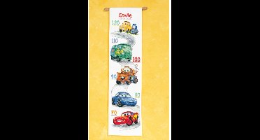 Vervaco - Telpakket kit - Geboorte - Groeimeter - Disney Cars - PN-0014800 - Borduren - Borduurpakket - Borduurpakket geboorte - Borduurpakket volwassenen
