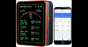 DailySupplies® Fijnstofmeter - Luchtkwaliteitsmeter Voor Binnen - Co2 Meter - Zwart
