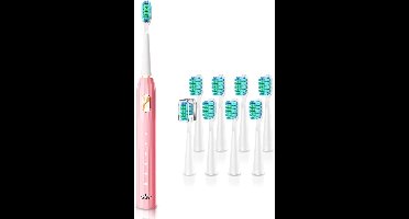 LeeuwenChoice® Elektrische Tandenborstel Roze - Ultrasone Technologie - Met 8 Opzetstukken - Automatische Poetsduurherinnering - Waterdicht