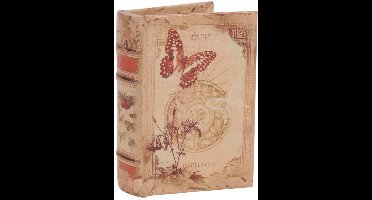 Baroque - Opberger - Opbergboek Vlinder 15 cm - Beige - 15x10x3.5 - PU Leather