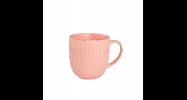 Koraalkleurige Porseleinen Mok - 350 ml - Goudkleurige Rand