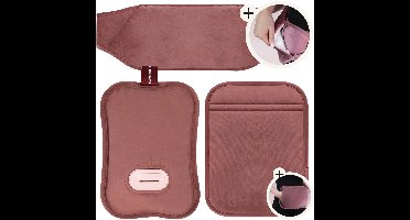 STAUS&BACH Bellune - Elektrische kruik met hoes - Warmwaterkruik met 3 warmtestanden (50°C tot 65°C) - 2 tot 10 uur Warm - Warmtekruik voor baby - Buikverwarmer, nekverwarmer en rugverwarmer - Menstruatie warmteband - Bordeaux rood