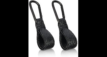 PULUZ - Stroller Hook Clip - 2-Pack Stroller Clip Strap Stroller Hook - Leren Stroller Bag Holder - Stroller Bag Hook - Stroller Clip - Bag Hook - Backpack (Black)