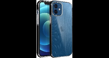 Akashi, Hoesje Geschikt voor Apple iPhone 12 / 12 Pro Flexibel Chroom Contour, Zwart