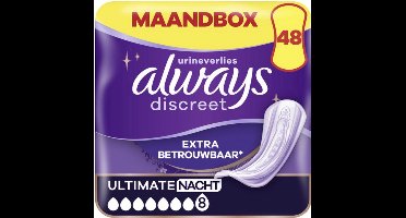Always Discreet Incontinentieverbanden voor Urineverlies - Maxi Night - 48 Stuks