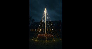 LED Vlaggenmast verlichting - 360 LED - Warm Wit - 8 meter hoog - met HEM opbergzak - Makkelijk te gebruiken ook voor in een grote Kerstboomverlichting - verlichting vlaggenmast