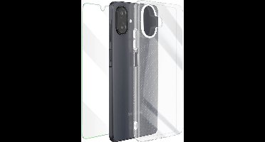 Mayaxess, 2-in-1 beschermingspakket hoesje + gehard glas Geschikt voor Samsung Galaxy A07 schokbestendig, Transparant