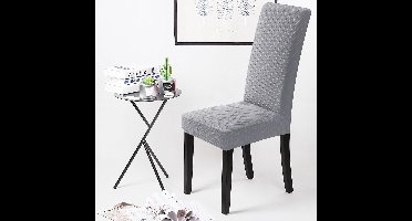 Stoelhoes - Stoelhoezen - Eetstoelhoezen Verwijderbare Wasbare Stoel Kussenovertrekken - Set van 4 - lichtgrijs - 55D x 51B x 70H centimeter