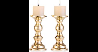 2 stuks - Kandelaars - Metalen kandelaars - Geschikt voor bruiloften en woondecoratie - Minimalistisch - Smeedijzeren kandelaars - Romantische tafellampen - Goud