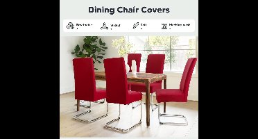 Stoelhoezen - 4 Stuks - Polyester - Stretch fit - Verwijderbare Wasbare - Elastisch - stijlvol en duurzaam - 50D x 50B x 60H centimeter - Kleur : Rood