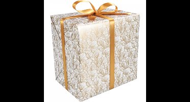 Cadeaupapier 30cm 200m 80gr/m Wit met gouden bladeren